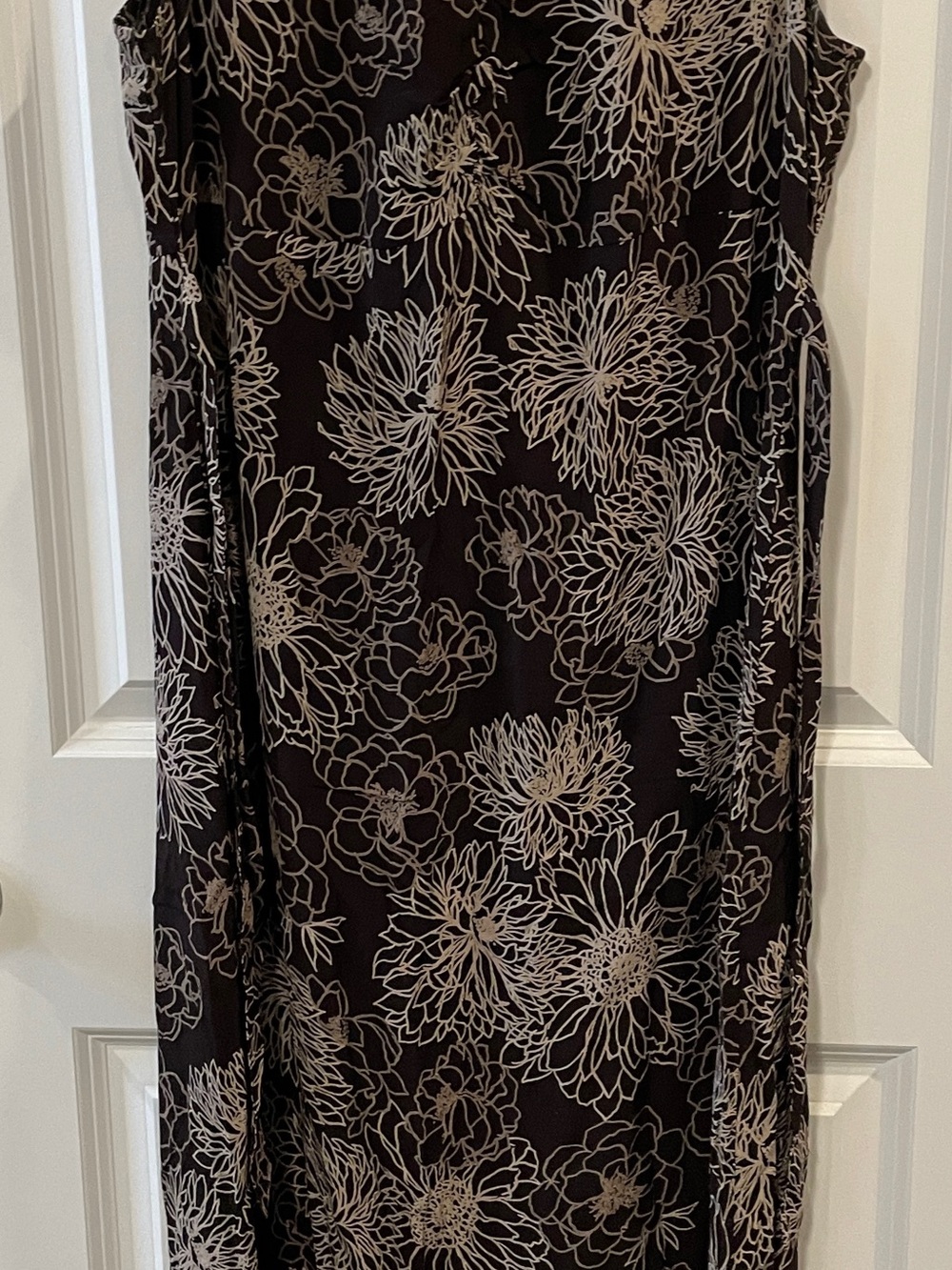 Old Navy Brown Maxi Dress with Cream Floral Outline